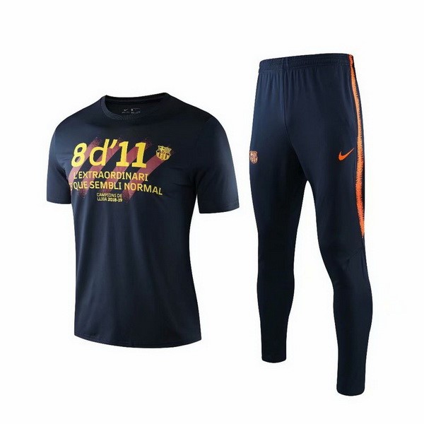 Camiseta de Entrenamiento Barcelona Conjunto Completo 2019 2020 Negro Amarillo